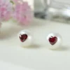 Chic Pearl Earrings with Diamond Heart