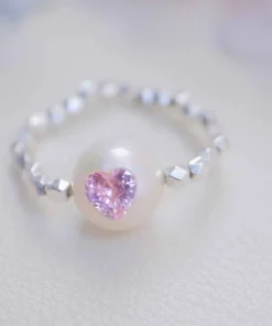 Chic Silver Pearl Ring with Customizable Gemstone Accent