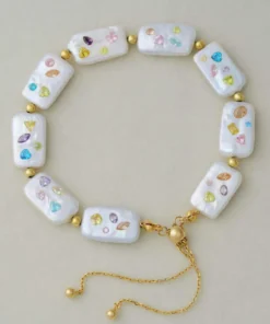 Luxurious Baroque Pearl Bracelet with Multi-Gem Embellishments
