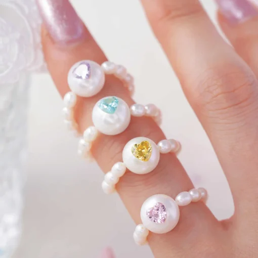 Refined Pearl Ring with Personalized Gemstone Embellishments