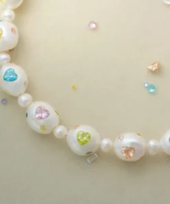 Romantic Baroque Pearl Choker with Heart Gemstone Accents